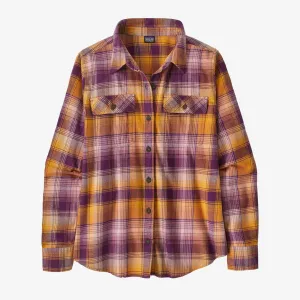 Fjord Patagonia Women's Mid-Weight Organic Cotton Flannel Long Sleeve Shirt , Sun Rays color: Night Plum